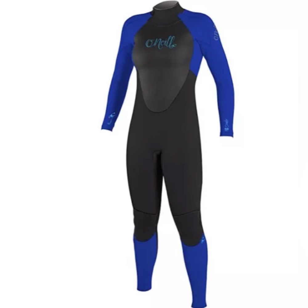 O'Neill Womens Size 4 Epic 3/2 Back Zip Full Wetsuit Black Blue
